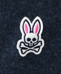 【美品】サイコバニー　ジップアップ長袖セーター ホワイト/グレー 美品】サイコバニー ジップアップ長袖セーター ホワイト/グレー