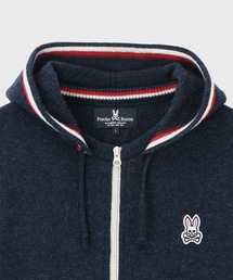 【美品】サイコバニー　ジップアップ長袖セーター ホワイト/グレー 美品】サイコバニー ジップアップ長袖セーター ホワイト/グレー