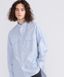 【UNISEX】ベイビーリップタイプライターバンドカラー ストライプシャツ