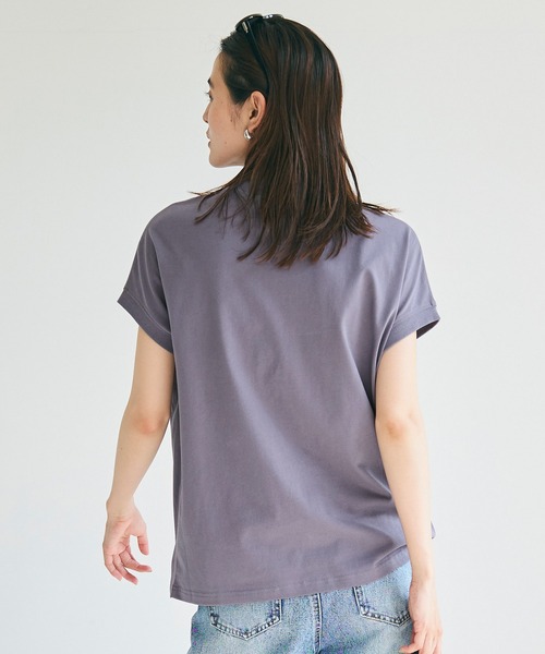 coca(coca)(コカ)の「\新色追加/フレンチスリーブモックネックTシャツ COTTON from the US(Tシャツ/カットソー・レディース・ホワイト/ブラック/ライトピンク/チャコールグレー/グレイッシュベージュ/ダークブルー/イエロー/ダークベージュ/ダークグリーン/グリーン/パープル/アイボリー・M/L)」の20枚目の写真