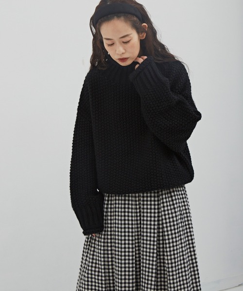 Libra Cue（リブラ キュー）の「ローゲージルーズフィットニット（ニット/セーター・レディース・アイボリー/ブラック/ブルー・FREE）」の17枚目の写真