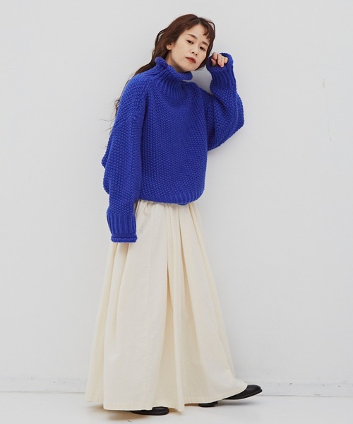 Libra Cue（リブラ キュー）の「ローゲージルーズフィットニット（ニット/セーター・レディース・アイボリー/ブラック/ブルー・FREE）」の7枚目の写真