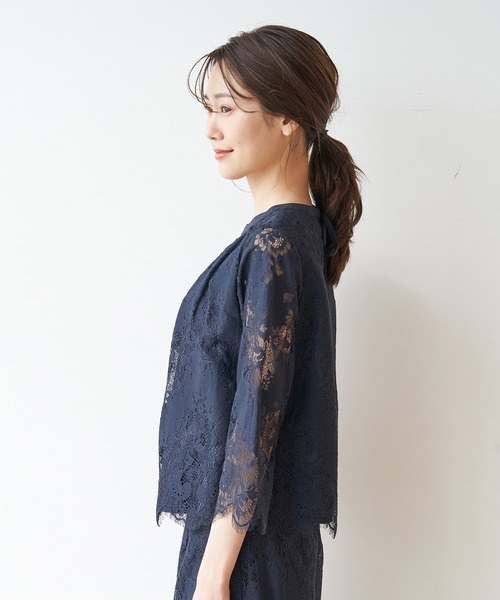 ROPE' PICNIC(ロペピクニック)の「【2WAY】ラッセルレースボウブラウス(シャツ/ブラウス・レディース・オフホワイト/ネイビー/サックスブルー・38/40)」の12枚目の写真