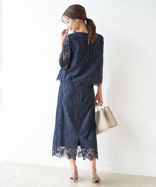 ROPE' PICNIC(ロペピクニック)の「【2WAY】ラッセルレースボウブラウス(シャツ/ブラウス・レディース・オフホワイト/ネイビー/サックスブルー・38/40)」の9枚目の写真