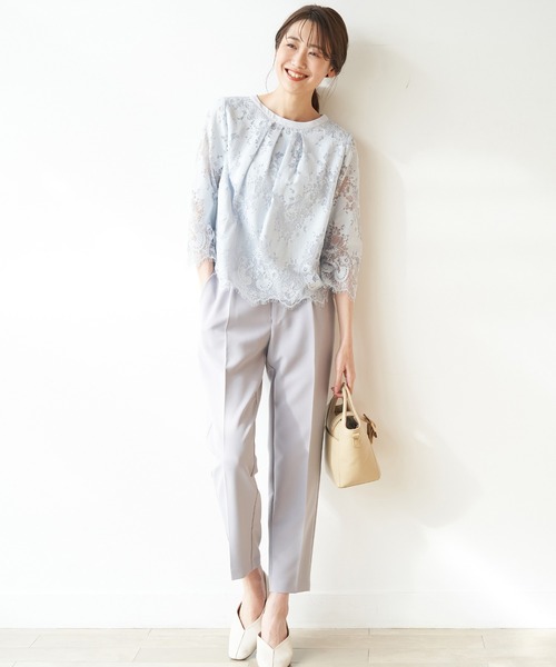 ROPE' PICNIC(ロペピクニック)の「【2WAY】ラッセルレースボウブラウス(シャツ/ブラウス・レディース・オフホワイト/ネイビー/サックスブルー・38/40)」の18枚目の写真