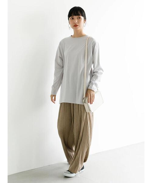 earth music&ecology（アースミュージックアンドエコロジー）の「サイドスリットロンT　＊（Tシャツ/カットソー・レディース・アイボリー/ライトベージュ/ライトグレー・FREE）」の20枚目の写真