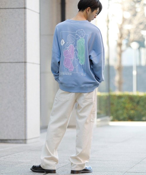 Beno(ビーノ)の「ライト裏毛 POP イラスト プリント ビッグシルエット トレーナー 【MY LIFE】(スウェット・メンズ・ミント/ブラック/グレイッシュブルー/オフホワイト/グレイッシュベージュ・L/M)」の17枚目の写真