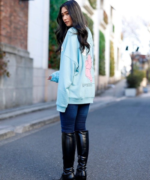 Beno(ビーノ)の「ライト裏毛 POP イラスト プリント ビッグシルエット トレーナー 【MY LIFE】(スウェット・メンズ・ミント/ブラック/グレイッシュブルー/オフホワイト/グレイッシュベージュ・L/M)」の20枚目の写真