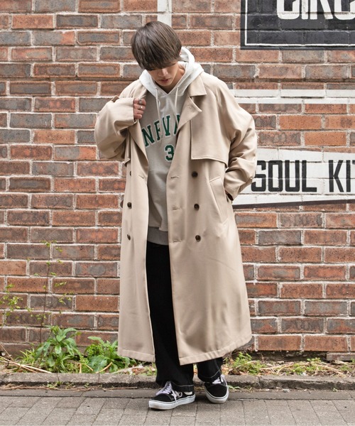 PairPair(ペアペア)の「オーバーヨークトレンチコート(トレンチコート・メンズ・ベージュ/ダークパープル・MEDIUM/LARGE)」の1枚目の写真