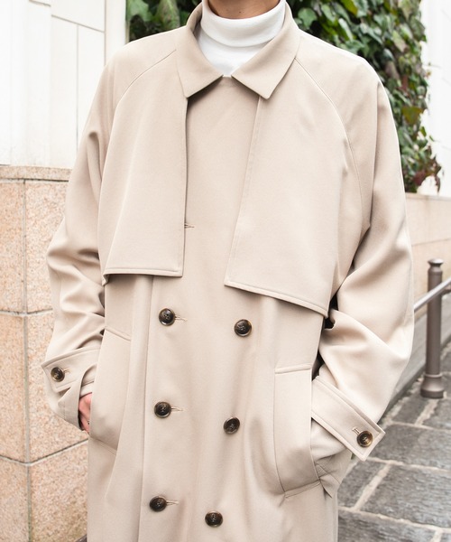 PairPair(ペアペア)の「オーバーヨークトレンチコート(トレンチコート・メンズ・ベージュ/ダークパープル・MEDIUM/LARGE)」の6枚目の写真