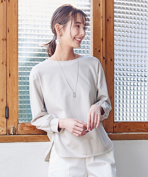 J.PRESS（ジェイプレス）の「【洗える】フライスジャージー カットソー（Tシャツ/カットソー・レディース・ホワイト系/ベージュ系/スモーキーグリーン系・T13/T15）」の2枚目の写真