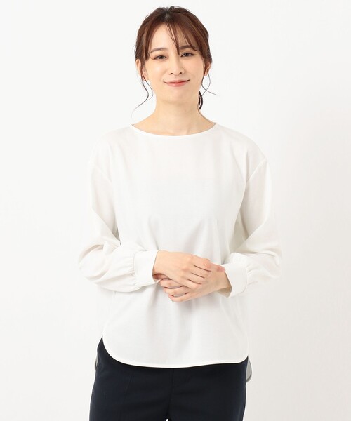 J.PRESS（ジェイプレス）の「【洗える】フライスジャージー カットソー（Tシャツ/カットソー・レディース・ホワイト系/ベージュ系/スモーキーグリーン系・T13/T15）」の5枚目の写真