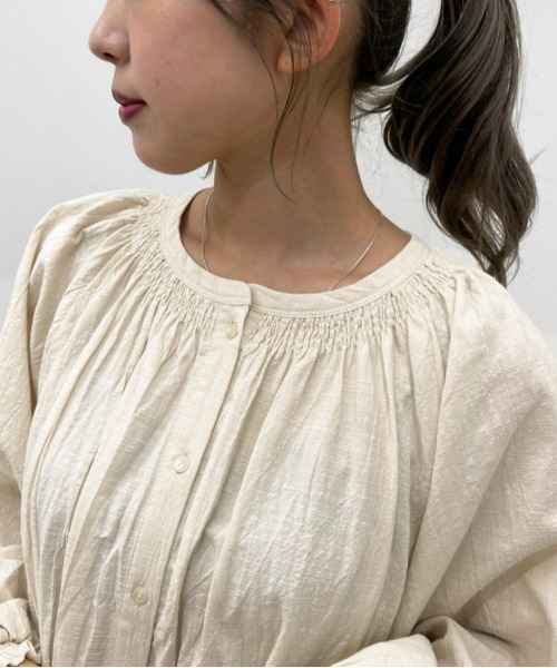 apres jour mignon(アプレジュールミニョン)の「シャーリングワンピース【ZOZOTOWN限定アイテム】(ワンピース・レディース・ブラウン系その他/アイボリー/ミント・X-LARGE/フリー)」の13枚目の写真