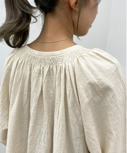 apres jour mignon(アプレジュールミニョン)の「シャーリングワンピース【ZOZOTOWN限定アイテム】(ワンピース・レディース・ブラウン系その他/アイボリー/ミント・X-LARGE/フリー)」の14枚目の写真