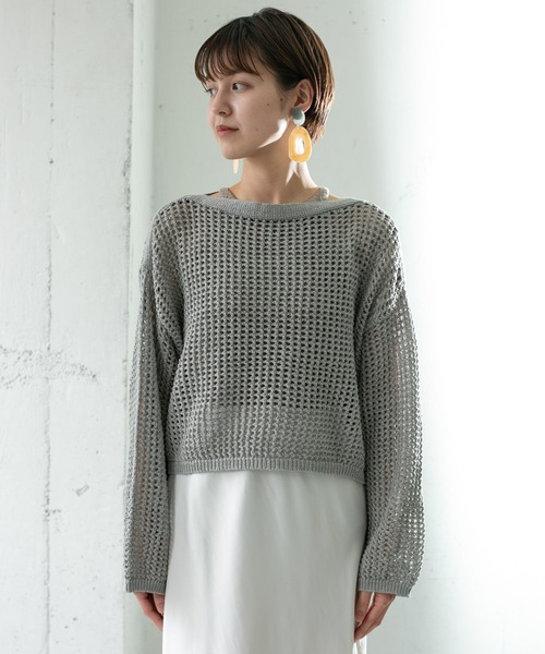 KBF（ケイビーエフ）の「テープヤーンショートニットプルオーバー（ニット/セーター・レディース・アイボリー/ベージュ/グレー系その他・ONE）」の11枚目の写真