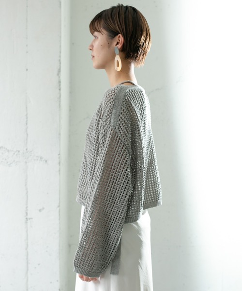 KBF（ケイビーエフ）の「テープヤーンショートニットプルオーバー（ニット/セーター・レディース・アイボリー/ベージュ/グレー系その他・ONE）」の13枚目の写真