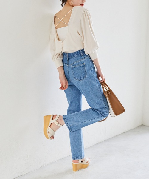 Heather(ヘザー)の「ワッフルカットソー&リブキャミソールSET(7分袖) 942103(Tシャツ/カットソー・レディース・ホワイト/ブラック/ブルー・FREE)」の6枚目の写真