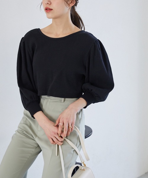 Heather(ヘザー)の「ワッフルカットソー&リブキャミソールSET(7分袖) 942103(Tシャツ/カットソー・レディース・ホワイト/ブラック/ブルー・FREE)」の11枚目の写真