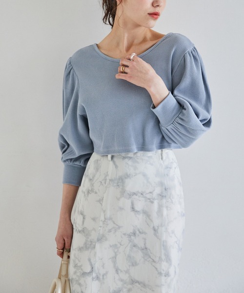 Heather(ヘザー)の「ワッフルカットソー&リブキャミソールSET(7分袖) 942103(Tシャツ/カットソー・レディース・ホワイト/ブラック/ブルー・FREE)」の18枚目の写真