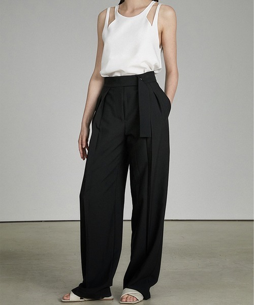 UNSPOKEN（アンスポクン）の「【UNSPOKEN】Center crease tuck slacks UC21K005（スラックス・レディース・ブラック/ライトグリーン・S/L/M）」の18枚目の写真