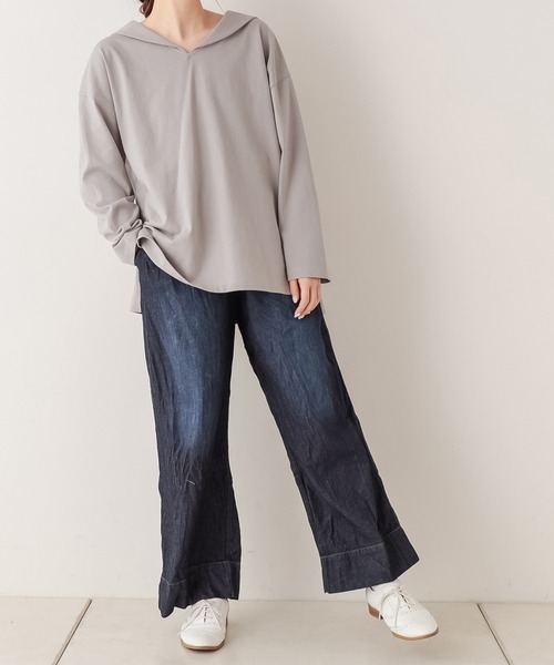 PUAL CE CIN（ピュアルセシン）の「綿ヘンプデニムパンツ（デニムパンツ・レディース・ブルー/インディゴブルー・FREE）」の20枚目の写真