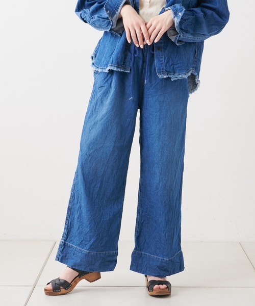 PUAL CE CIN（ピュアルセシン）の「綿ヘンプデニムパンツ（デニムパンツ・レディース・ブルー/インディゴブルー・FREE）」の16枚目の写真