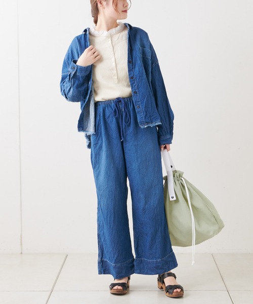 PUAL CE CIN（ピュアルセシン）の「綿ヘンプデニムパンツ（デニムパンツ・レディース・ブルー/インディゴブルー・FREE）」の19枚目の写真
