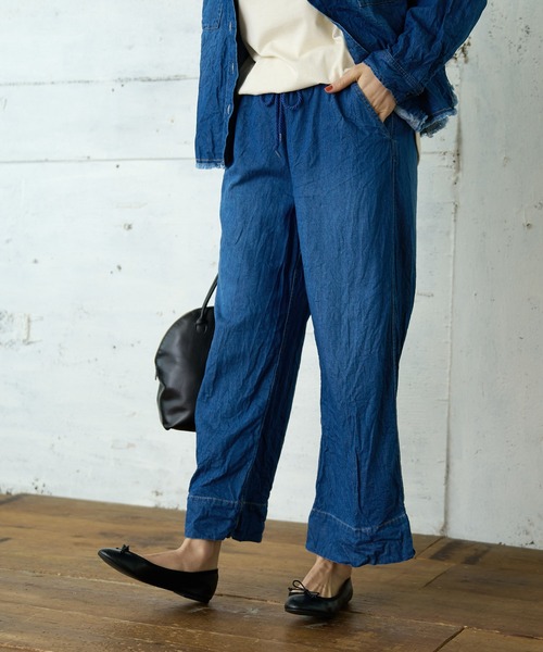 PUAL CE CIN（ピュアルセシン）の「綿ヘンプデニムパンツ（デニムパンツ・レディース・ブルー/インディゴブルー・FREE）」の12枚目の写真