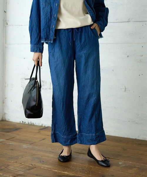 PUAL CE CIN（ピュアルセシン）の「綿ヘンプデニムパンツ（デニムパンツ・レディース・ブルー/インディゴブルー・FREE）」の11枚目の写真