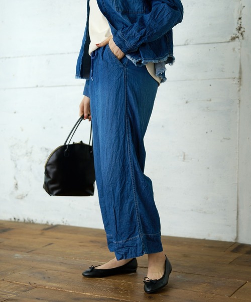 PUAL CE CIN（ピュアルセシン）の「綿ヘンプデニムパンツ（デニムパンツ・レディース・ブルー/インディゴブルー・FREE）」の10枚目の写真