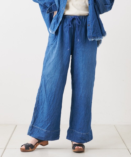 PUAL CE CIN（ピュアルセシン）の「綿ヘンプデニムパンツ（デニムパンツ・レディース・ブルー/インディゴブルー・FREE）」の3枚目の写真