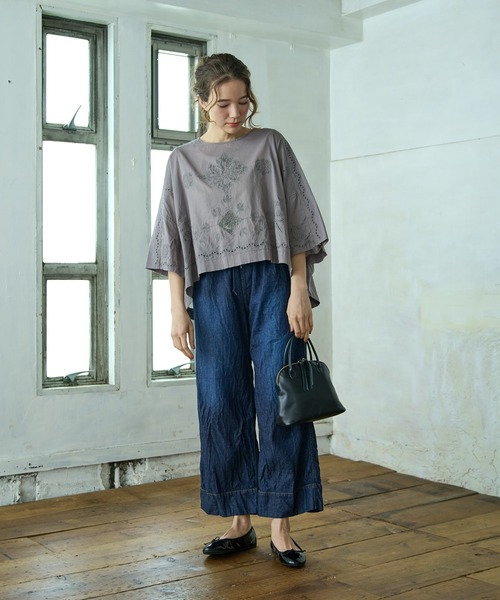 PUAL CE CIN（ピュアルセシン）の「綿ヘンプデニムパンツ（デニムパンツ・レディース・ブルー/インディゴブルー・FREE）」の6枚目の写真