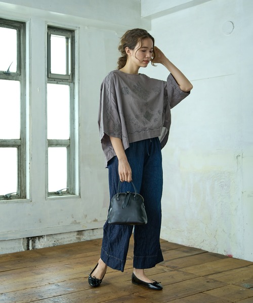 PUAL CE CIN（ピュアルセシン）の「綿ヘンプデニムパンツ（デニムパンツ・レディース・ブルー/インディゴブルー・FREE）」の5枚目の写真