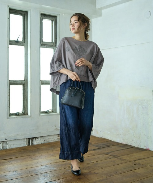 PUAL CE CIN（ピュアルセシン）の「綿ヘンプデニムパンツ（デニムパンツ・レディース・ブルー/インディゴブルー・FREE）」の4枚目の写真