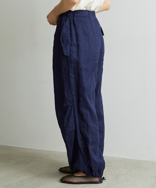note et silence (ノートエシロンス)の「.●60LINEN カーゴパンツ(カーゴパンツ・レディース・ネイビー/ダークブラウン・FREE)」の5枚目の写真
