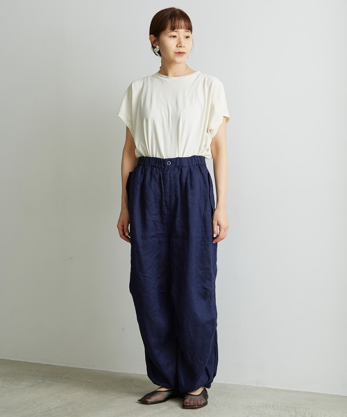 note et silence (ノートエシロンス)の「.●60LINEN カーゴパンツ(カーゴパンツ・レディース・ネイビー/ダークブラウン・FREE)」の9枚目の写真