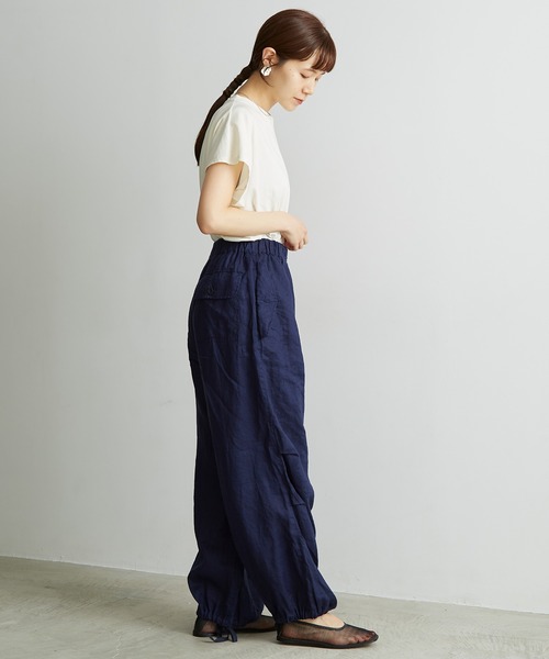note et silence (ノートエシロンス)の「.●60LINEN カーゴパンツ(カーゴパンツ・レディース・ネイビー/ダークブラウン・FREE)」の10枚目の写真