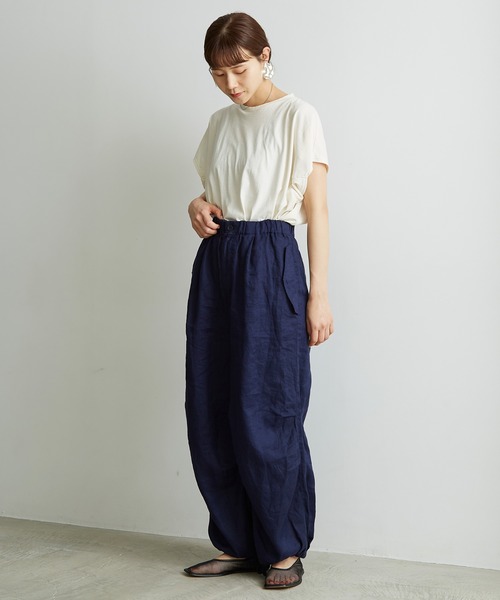 note et silence (ノートエシロンス)の「.●60LINEN カーゴパンツ(カーゴパンツ・レディース・ネイビー/ダークブラウン・FREE)」の11枚目の写真