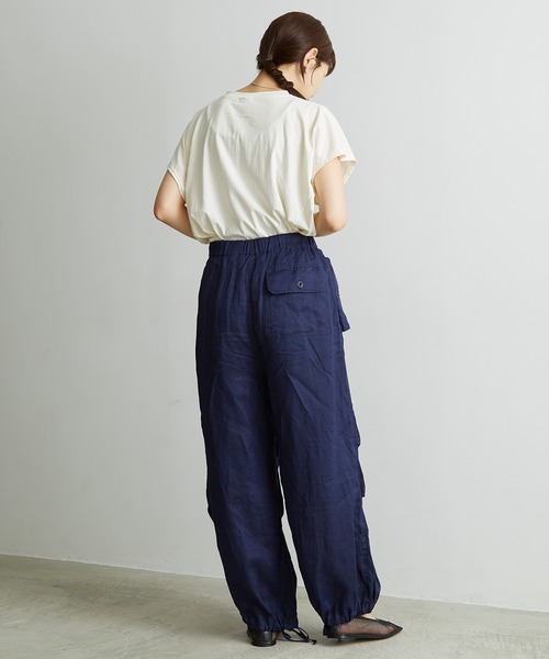 note et silence (ノートエシロンス)の「.●60LINEN カーゴパンツ(カーゴパンツ・レディース・ネイビー/ダークブラウン・FREE)」の13枚目の写真