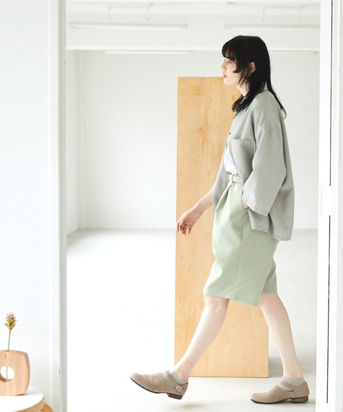 EMMA CLOTHES（エマクローズ）の「ルーズシルエットイージーワイドショーツ EMMA CLOTHES（その他パンツ・メンズ・ブルー/グリーン系その他/グレイッシュベージュ・M/L）」の9枚目の写真