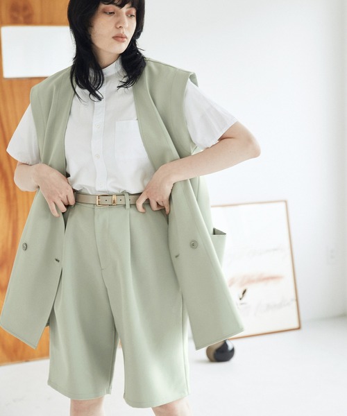 EMMA CLOTHES（エマクローズ）の「ルーズシルエットイージーワイドショーツ EMMA CLOTHES（その他パンツ・メンズ・ブルー/グリーン系その他/グレイッシュベージュ・M/L）」の10枚目の写真