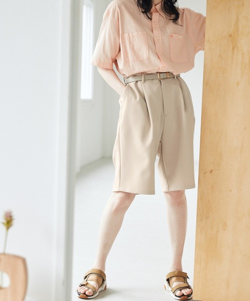 EMMA CLOTHES（エマクローズ）の「ルーズシルエットイージーワイドショーツ EMMA CLOTHES（その他パンツ・メンズ・ブルー/グリーン系その他/グレイッシュベージュ・M/L）」の14枚目の写真