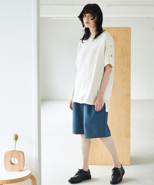 EMMA CLOTHES（エマクローズ）の「ルーズシルエットイージーワイドショーツ EMMA CLOTHES（その他パンツ・メンズ・ブルー/グリーン系その他/グレイッシュベージュ・M/L）」の20枚目の写真