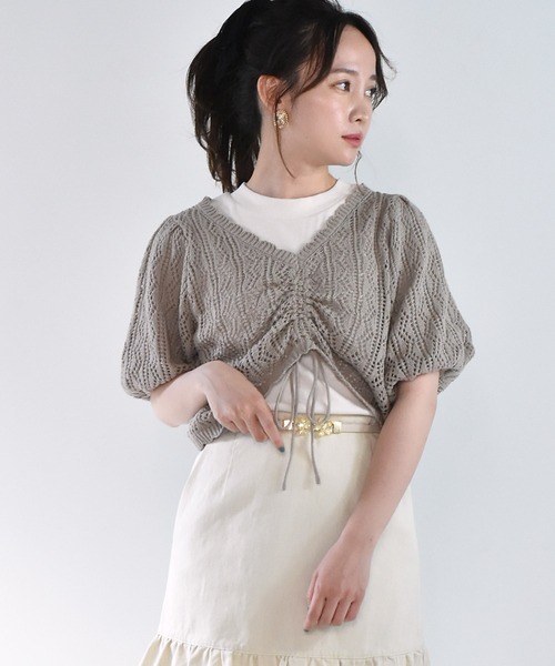 ems excite(エムズエキサイト)の「【セットアイテム】シャーリングニットSET(ニット/セーター・レディース・ブルー/アイボリー/ブラウン・FREE)」の2枚目の写真