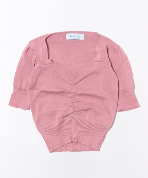 セール】【Jasmine】ハートネックミニ丈ニットトップス（ニット