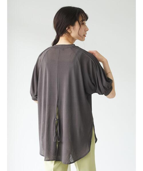 Green　Parks（グリーンパークス）の「後ろリボンカットプルオーバー＊（Tシャツ/カットソー・レディース・ブルー/ライトブラウン/ダークグレー・FREE）」の6枚目の写真