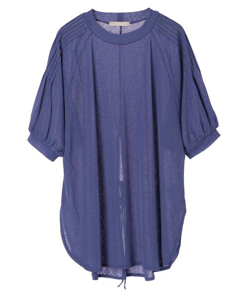 Green　Parks（グリーンパークス）の「後ろリボンカットプルオーバー＊（Tシャツ/カットソー・レディース・ブルー/ライトブラウン/ダークグレー・FREE）」の3枚目の写真