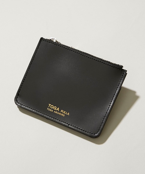 TOGA PULLA ブラックレザー二つ折り財布 TOGA PULLA◇財布/レザー/BLK/レディース// : セカンド