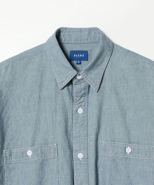 BEAMS（ビームス）の「BEAMS /シャンブレー ワーク イージーシャツ（シャツ/ブラウス・メンズ・サックスブルー/ブルー・MEDIUM/X-LARGE/SMALL/LARGE）」の4枚目の写真