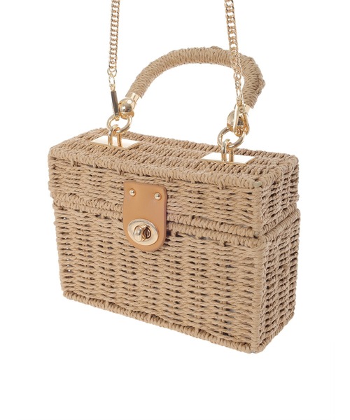 Edit Sheen（エディットシーン）の「スクエア型チェーンショルダーかごバッグ（かごバッグ・レディース・ブラック/ベージュ/アイボリー・FREE）」の6枚目の写真